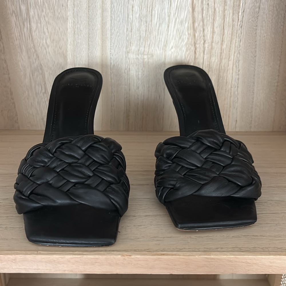 Marc Fisher Black Braided Mule Heels - 7 - Picture 7 of 7